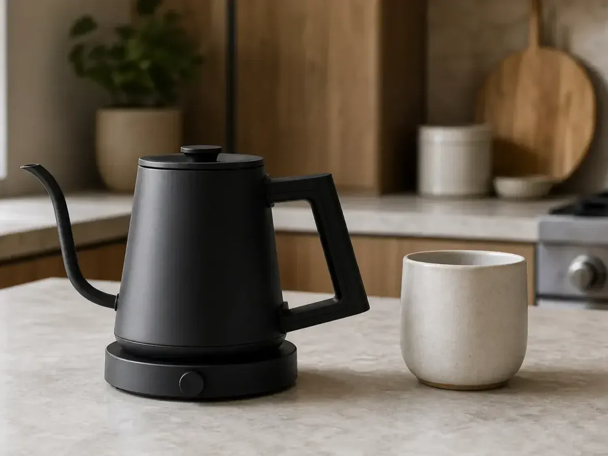 A matte electric kettle framed clearly for a Shopify product-media gallery.