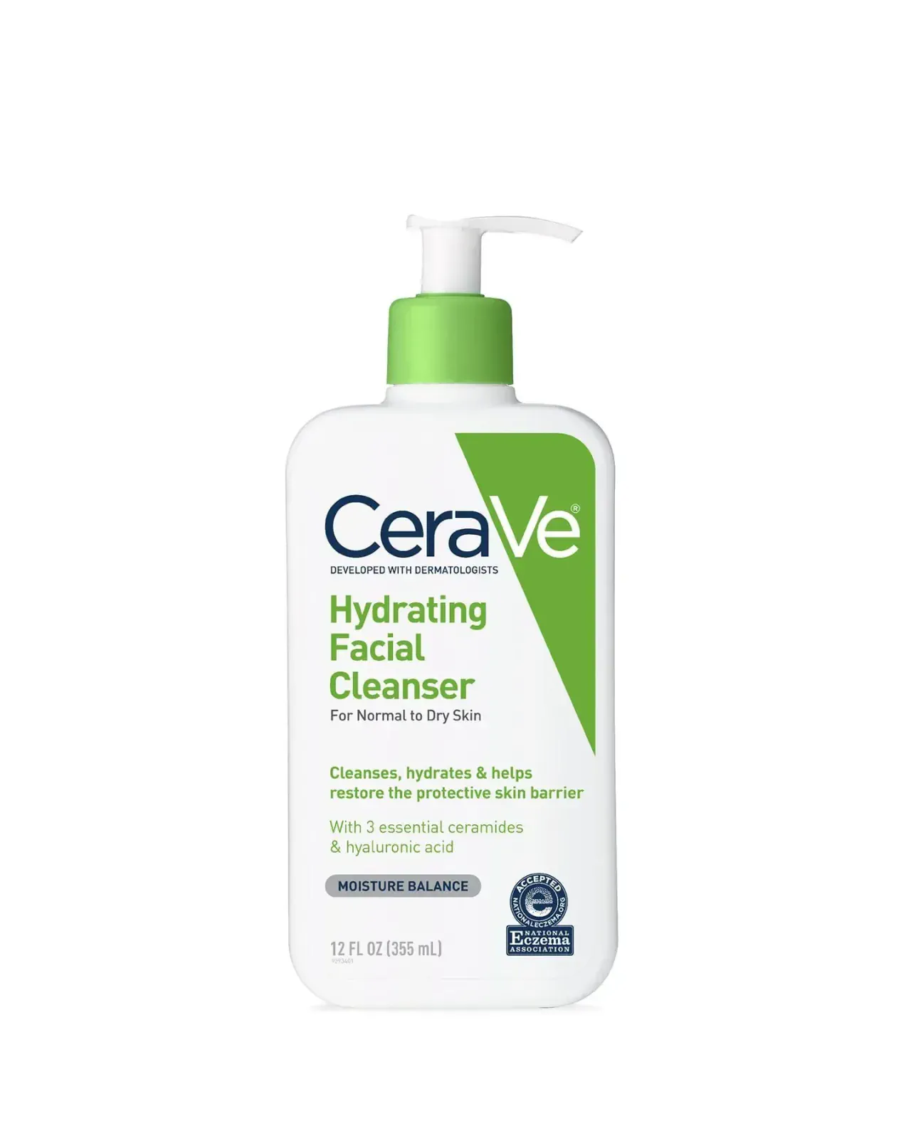 A skincare cleanser bottle photographed as a clear source product.